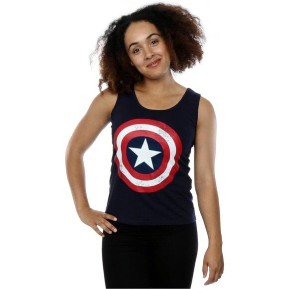 Captain America - Marvel - Simple Shield Tank, Women's 2X Plus - Picture 7 of 8